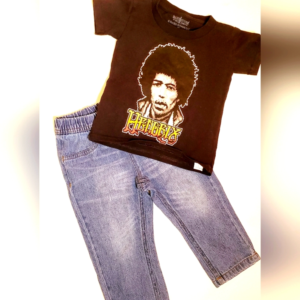 Jimi Hendrix 2T T-Shirt with Wrangler Jeans 18 Months 2 Piece Unisex Outfit